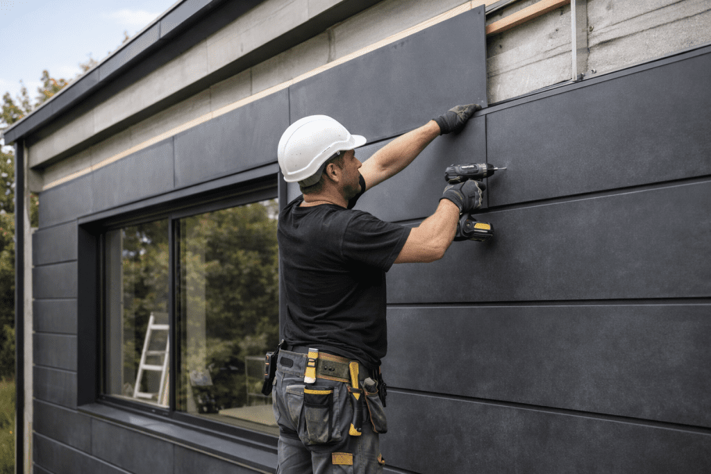 installation d'une bardage en zinc