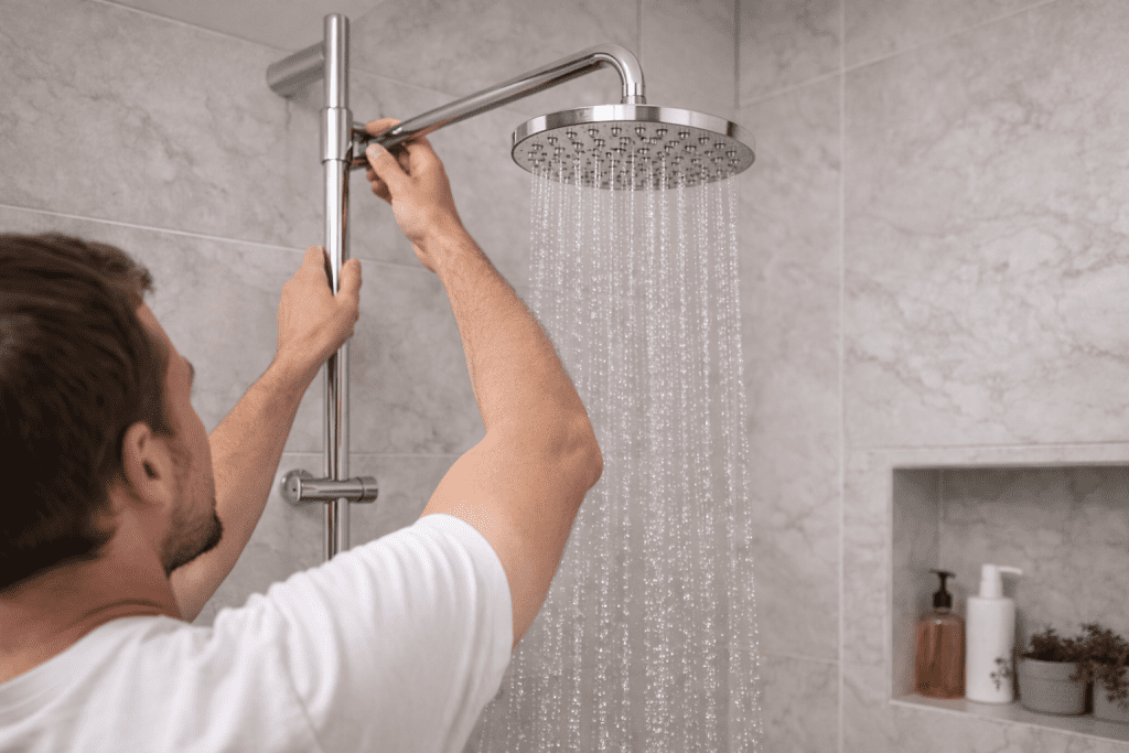 régler la hauteur d'un pommeau de douche