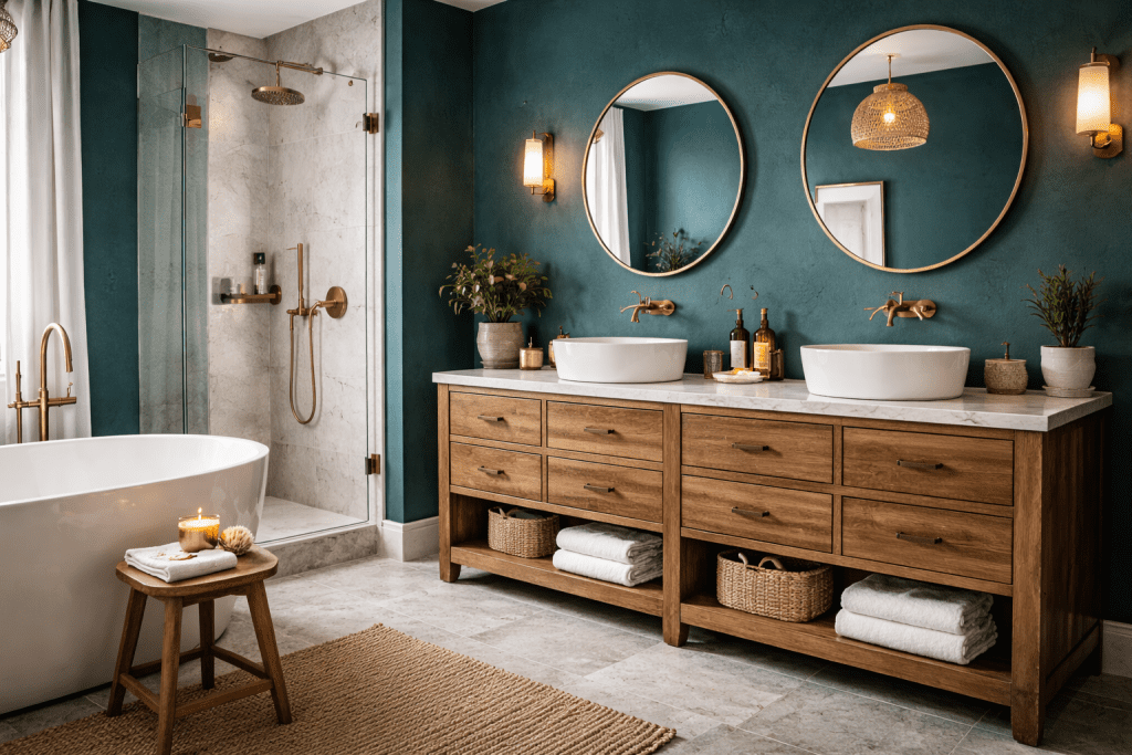 salle de bain vert canard