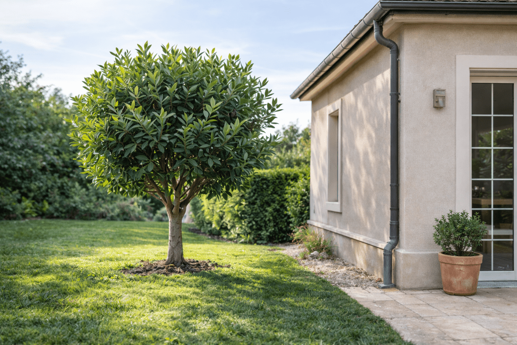 Laurier sauce près d'une maison