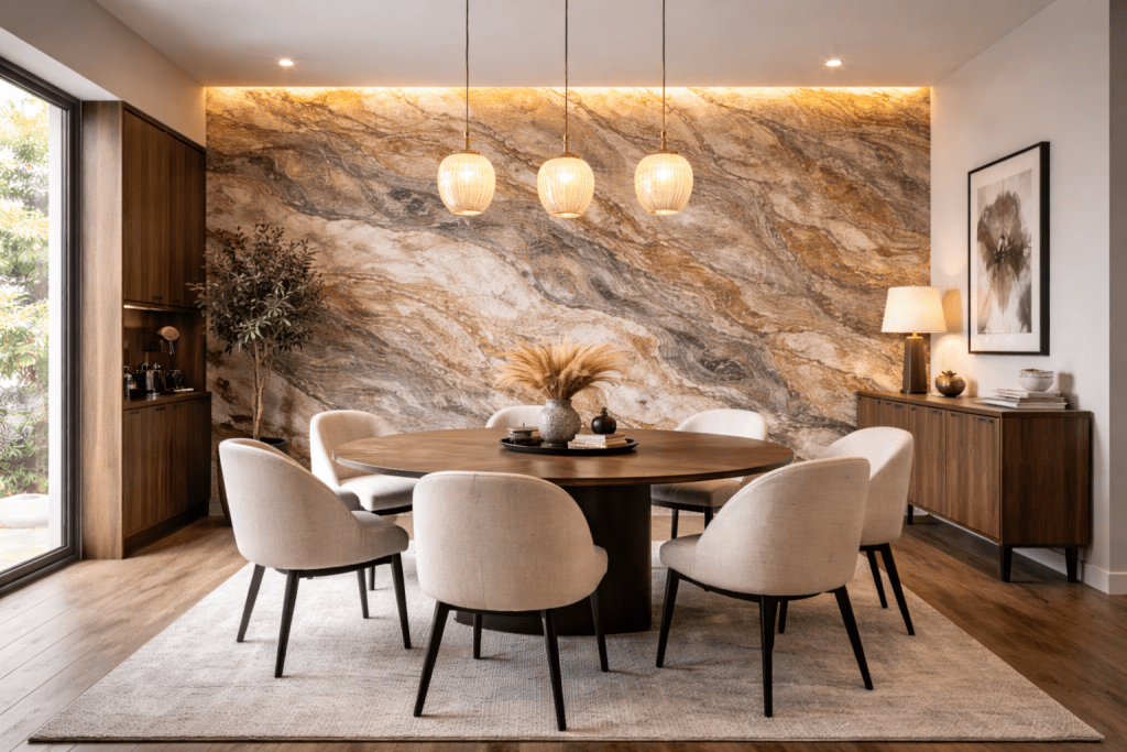 feuille de pierre dans une salle à manger