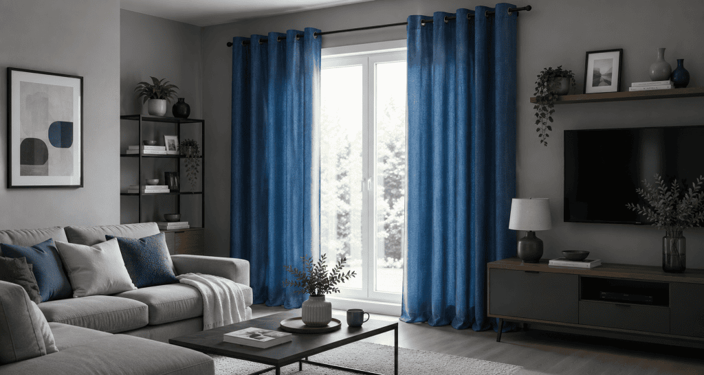 rideau bleu