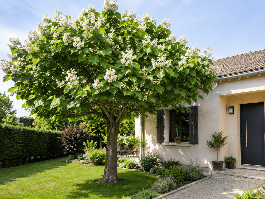 catalpa près d'une maison