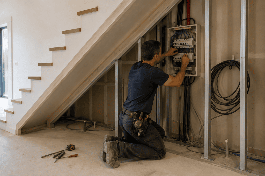 prises sous escalier